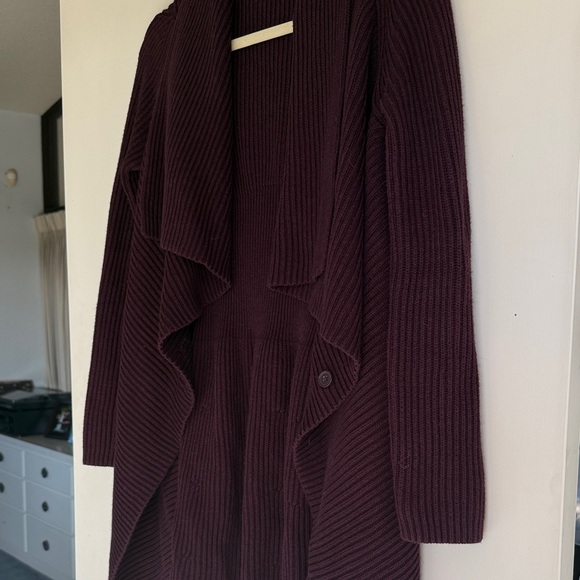 Cabi Ribbed Waterfall Cardigan - Deep Burgundy - Picture 3 of 3